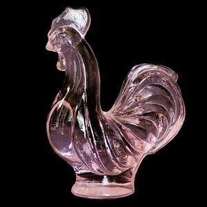 Vintage Fenton Art Glass Mini Rooster Figurine – Pink Chiffon